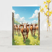 Verjaardag Koeien ontsnappen uit een weiland Kaart (Gele Bloem)