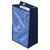 Verjaardag koele blues aangepaste naam klein cadeauzakje (Voorkant Gekanteld)