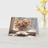 Verjaardag Koffiekopje Boeket Kaart (Gele Bloem)