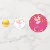Verjaardag Kolibrie op Roze & Wit Confetti (Voorkanten)