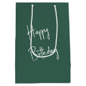 Verjaardag konijn met een mand van witte madeliefj medium cadeauzakje (Achterkant)