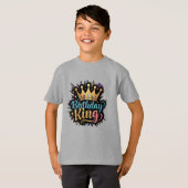 Verjaardag Koning Golden Crown Sparkle jongens T-shirt (Voorkant volledig)