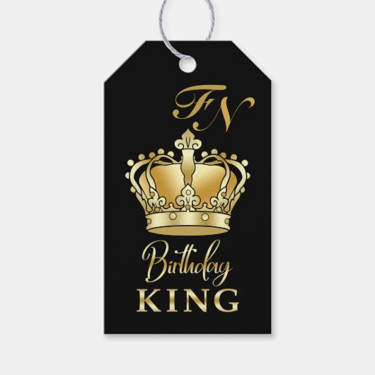 Verjaardag Koning Goud Kroon Royal Monogram Luxe Cadeaulabel (Voorkant)