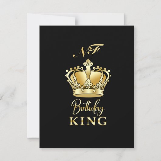 Verjaardag Koning Goud Kroon Royal Monogram Luxe RSVP Kaartje (Voorkant)