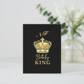 Verjaardag Koning Goud Kroon Royal Monogram Luxe RSVP Kaartje (Staand voorkant)