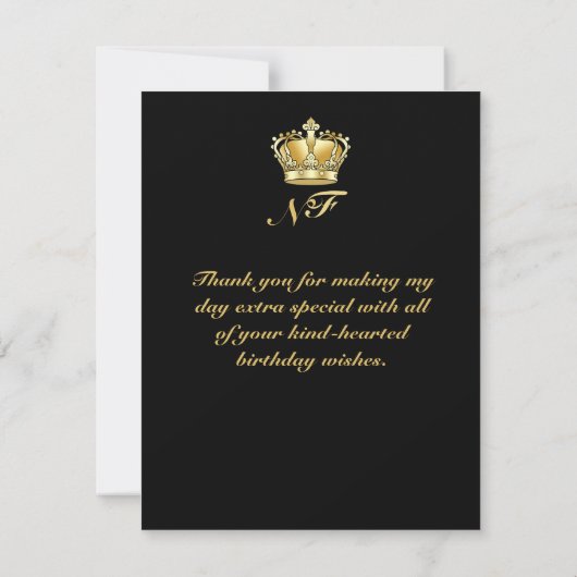 Verjaardag Koning Goud Kroon Royal Monogram Luxe RSVP Kaartje (Achterkant)