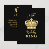 Verjaardag Koning Goud Kroon Royal Monogram Luxe RSVP Kaartje (Voorkant / Achterkant)