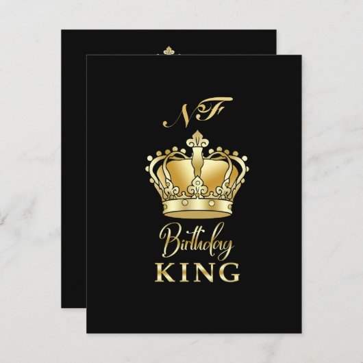 Verjaardag Koning Goud Kroon Royal Monogram Luxe RSVP Kaartje (Voorkant / Achterkant)