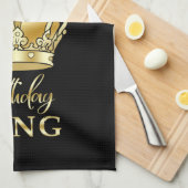 Verjaardag Koning Gouden Kroon Koningin Luxe Monog Theedoek (Quarter Fold)