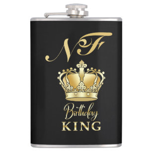 Verjaardag Koning Gouden Kroon Royale Monogram Lux Heupfles