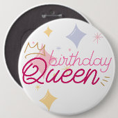 Verjaardag Koningin 6" kolossale ronde Button 6,0 Cm (Voorkant /achterkant)