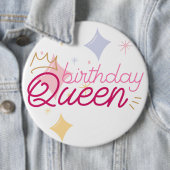 Verjaardag Koningin 6" kolossale ronde Button 6,0 Cm (In situ)