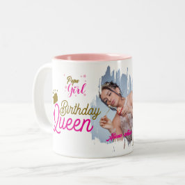 Verjaardag Koningin aangepaste foto tekst ontwerp Tweekleurige Koffiemok