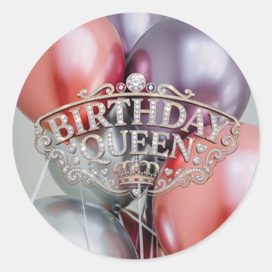 Verjaardag Koningin Ballonnen Sticker  (Voorkant)