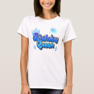 Verjaardag Koningin Gradiënt Blauw 80s Graffiti T-shirt