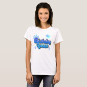 Verjaardag Koningin Gradiënt Blauw 80s Graffiti T-shirt (Voorkant volledig)