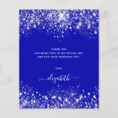 Verjaardag koninklijk blauw glitter bedankkaart (Achterkant)