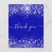 Verjaardag koninklijk blauw glitter bedankkaart (Voorkant)