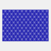 Verjaardag koninklijk blauw wit inpakpapier vel (Voorkant 2)