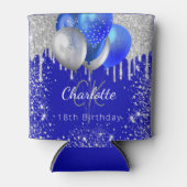 Verjaardag koninklijke blauwe gouden ballonnen mon blikjeskoeler (Voorkant)