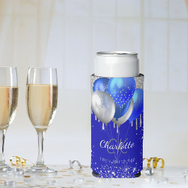 Verjaardag koninklijke blauwe gouden ballonnen mon seltzer blikjeskoeler