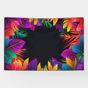 Verjaardag Kordate Neon Tropische Gebladerte 2 Spandoek