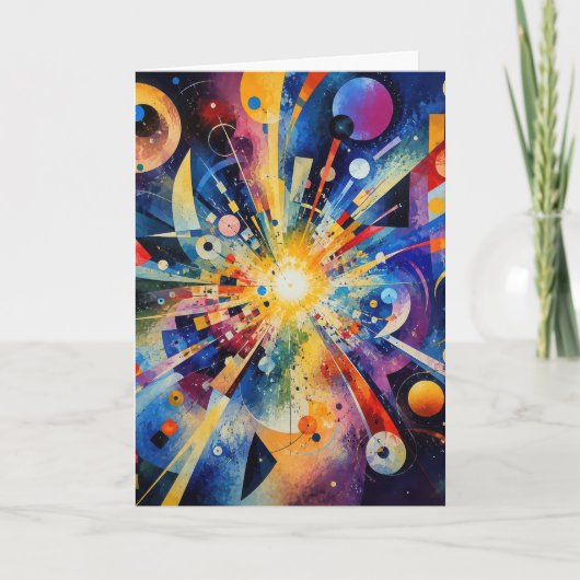 Verjaardag Kosmische Geometrische Explosie Abstrac Kaart (Voorkant)
