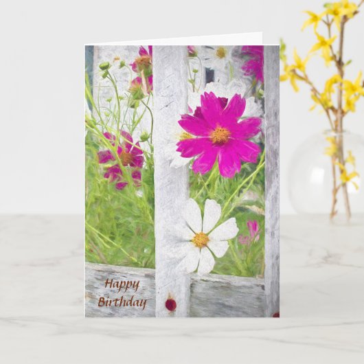 verjaardag-kosmos bloementuin kaart (Gele Bloem)