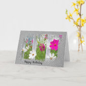 Verjaardag Kosmos op Polka Dots Kaart (Gele Bloem)