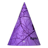 Verjaardag kraai silhouet boom vertakt Paarse luch Feesthoedjes (Links)