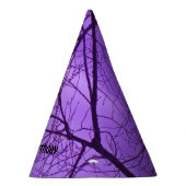 Verjaardag kraai silhouet boom vertakt Paarse luch Feesthoedjes (Rechts)