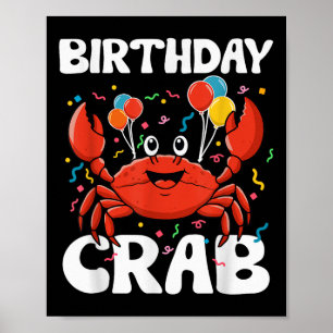 Verjaardag Krab Feest T-shirt Krabben Liefhebber V Poster