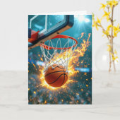 Verjaardag krijgen Flaming Basketball Kaart (Gele Bloem)