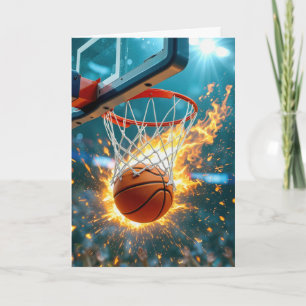 Verjaardag krijgen Flaming Basketball Kaart