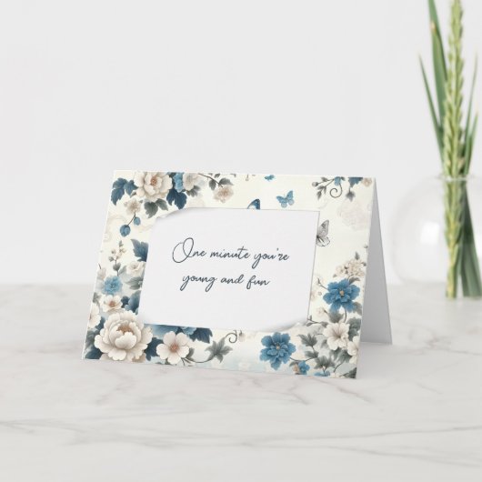 Verjaardag krijgt oude Humor Blue Chinoiserie Kaart (Voorkant)