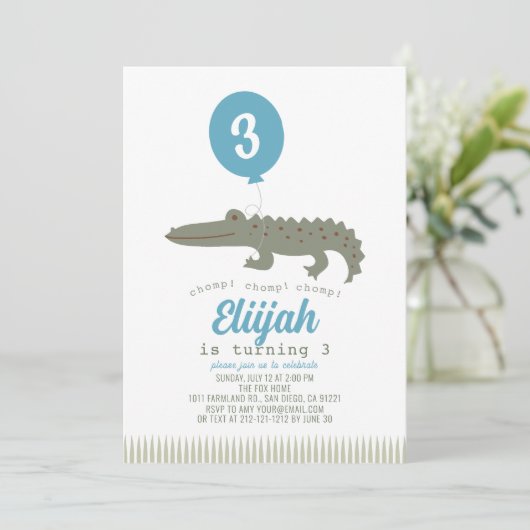 Verjaardag krokodillenballon Kind Kaart (Staand voorkant)