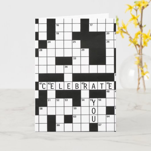 Verjaardag kruiswoordpuzzel kaart (Gele Bloem)
