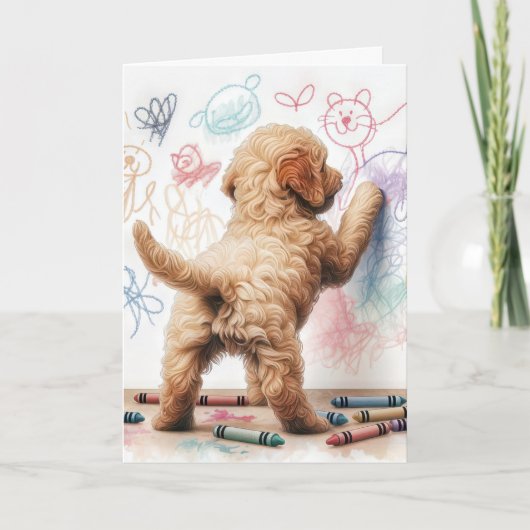 Verjaardag Labradoodle Dog Doodling Kaart (Voorkant)