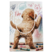 Verjaardag Labradoodle Doodling op een muur Medium Cadeauzakje (Voorkant)