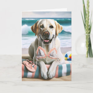 Verjaardag Labrador Retriever met Bikini Top Kaart