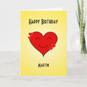 Verjaardag lachend hart aangepaste tekst kaart (Voorkant)