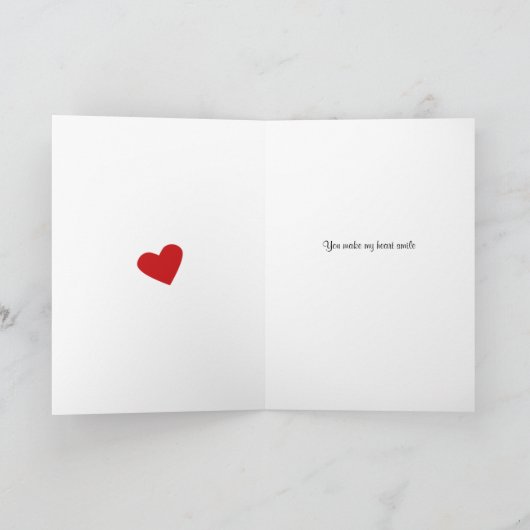 Verjaardag lachend hart aangepaste tekst kaart (Binnen)