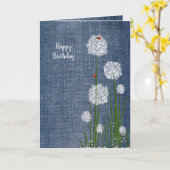 Verjaardag Lady Bugs op Bloem Kaart (Gele Bloem)