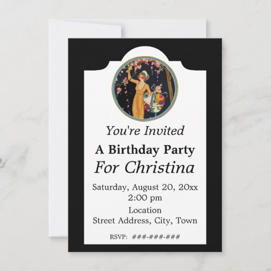  Verjaardag Lady Picking Pink Cherry Blossoms Kaart (Voorkant)