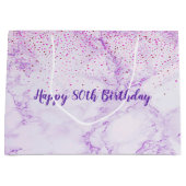Verjaardag lavendel marmeren confetti elegant groot cadeauzakje (Voorkant)