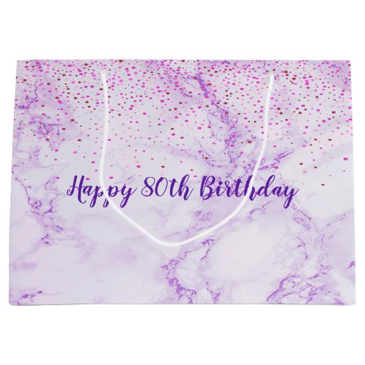 Verjaardag lavendel marmeren confetti elegant groot cadeauzakje (Voorkant)