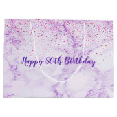 Verjaardag lavendel marmeren confetti elegant groot cadeauzakje (Achterkant)