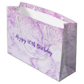 Verjaardag lavendel marmeren confetti elegant groot cadeauzakje (Achterkant Gekanteld)