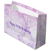 Verjaardag lavendel marmeren confetti elegant groot cadeauzakje (Voorkant Gekanteld)
