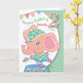 Verjaardag Leeftijd 2, Elle Ballerina Elephant Kaart (Gele Bloem)